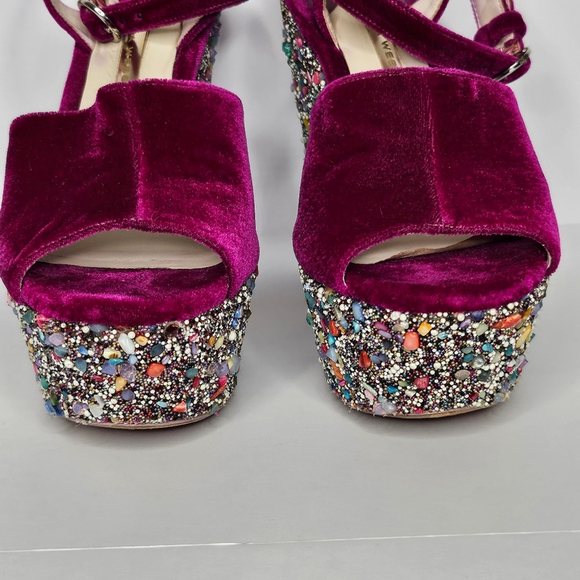 Sophia Webster Havisham Embellished Velvet Platform Sandals Size 38 US 7.5 - Picture 4 of 16